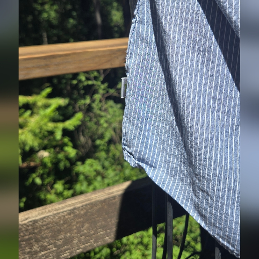 Horny Toad Blue Striped Button Down Long Sleeve Shirt SzM - Picture 7 of 9